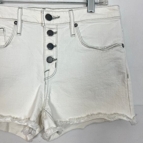 Mossimo High-Rise Button Fly White Power Stretch Shorts Size 4 Western Coquette - Picture 4 of 7